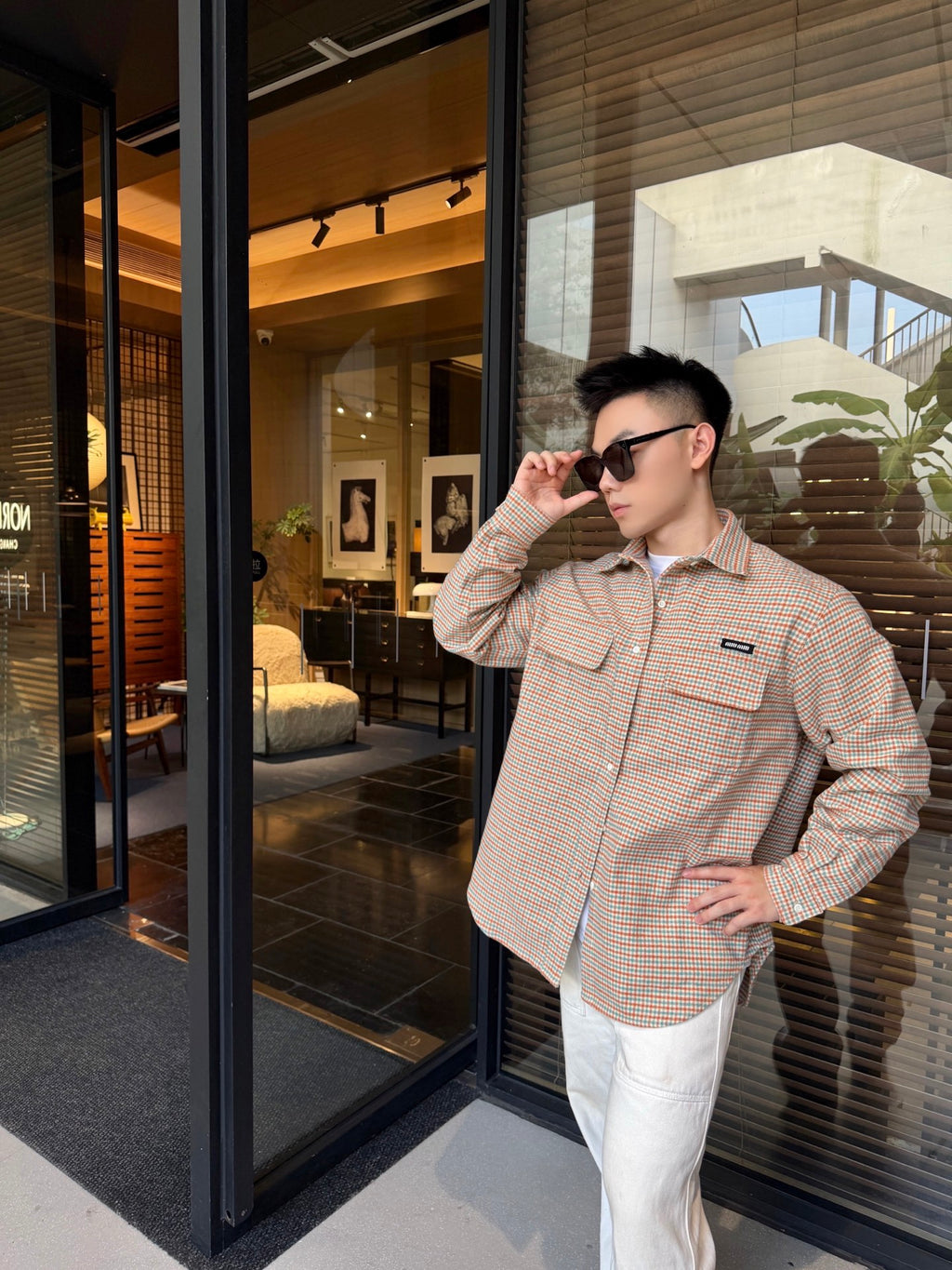 2026 new MM logo checked shirt jacket (CC7036-B70)