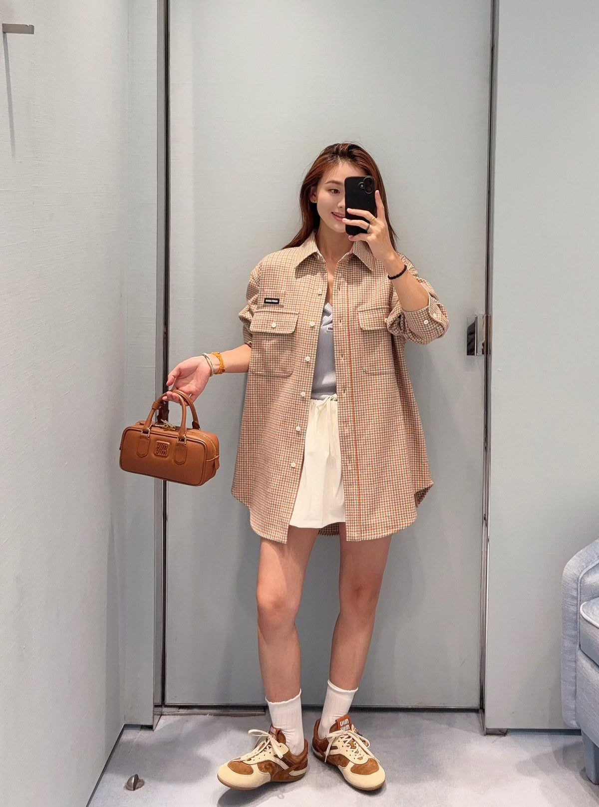 2026 new MM logo checked shirt jacket (CC7036-B70)