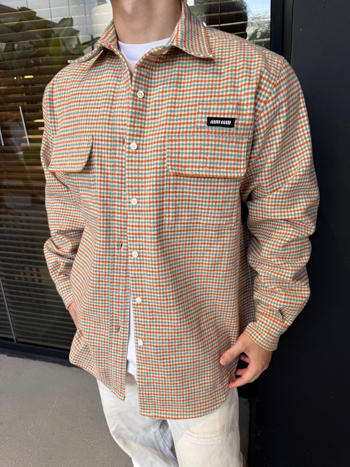 2026 new MM logo checked shirt jacket (CC7036-B70)