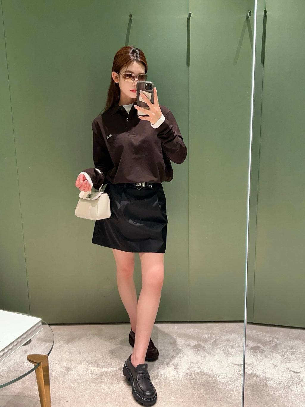 2026 Women's Triangle Brand Triangle Logo Fake Two-Piece Long-Sleeved (FF837)