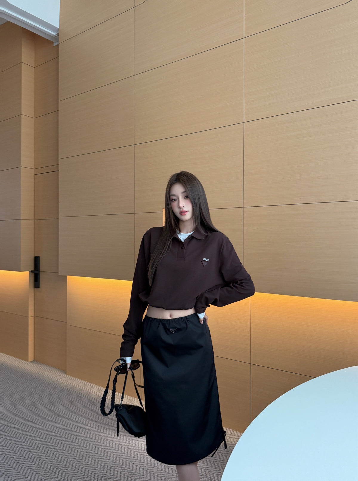 2026 Women's Triangle Brand Triangle Logo Fake Two-Piece Long-Sleeved (FF837)