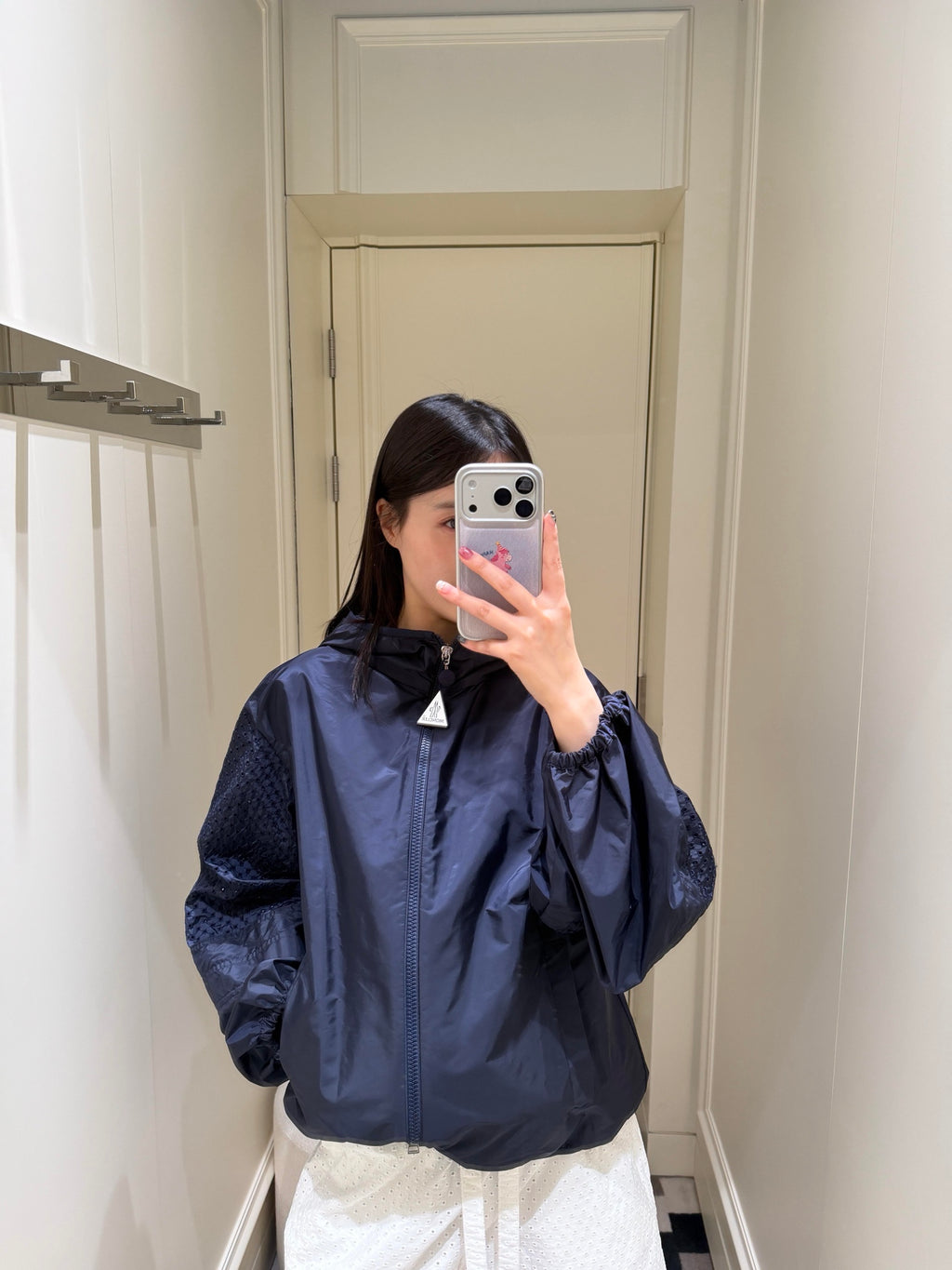2026 Women's Mon Logo Hollowed-out Hooded Jacket (DD175)