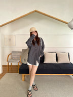 2026 Women's MM Check Pattern Hooded Coat (EE453)