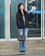 2026 Women's GU Badge Embroidered Checkered Coat (EE452)