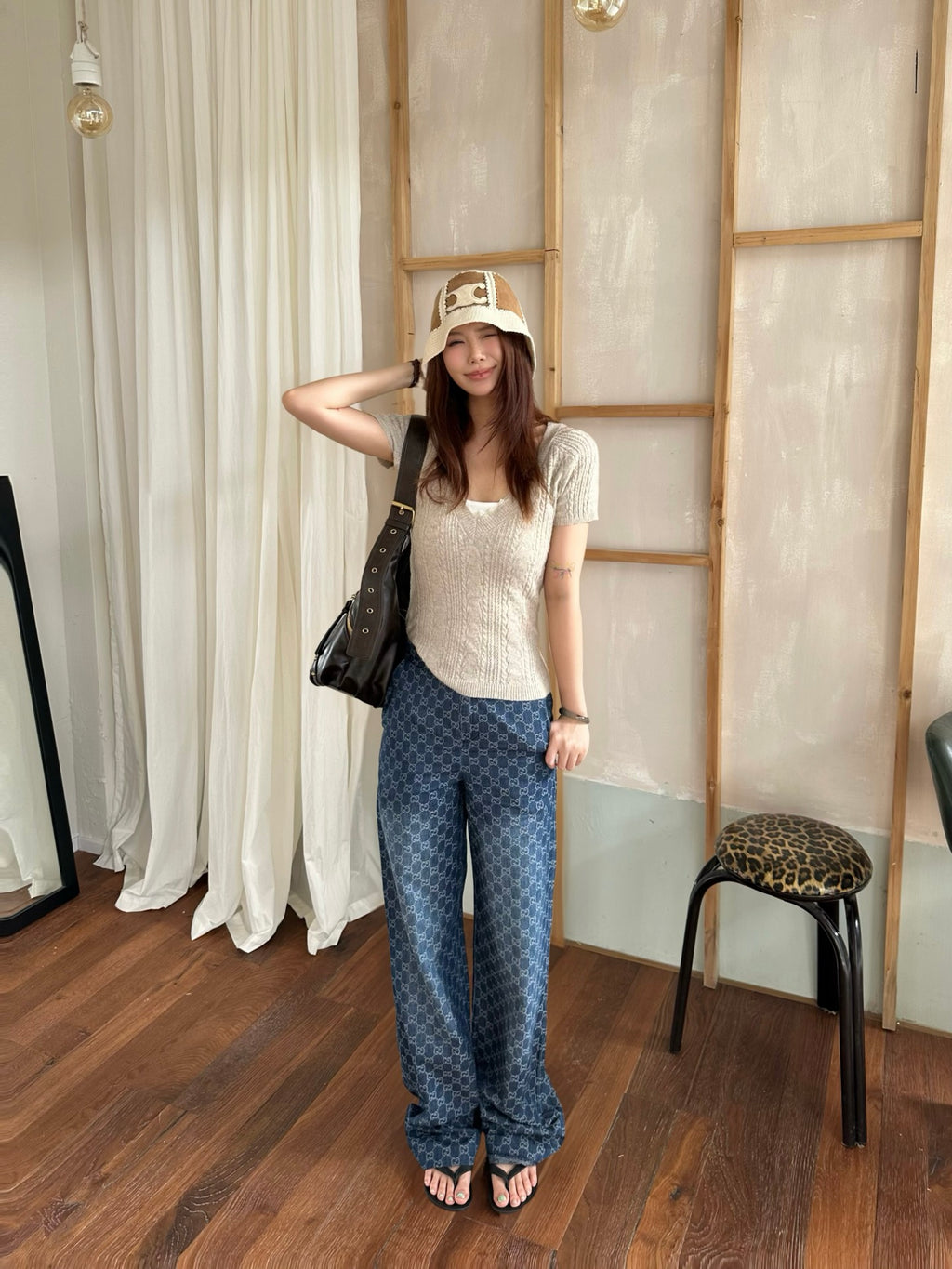 2026 Women's GU All-Over Jacquard Print Pants (DD163)