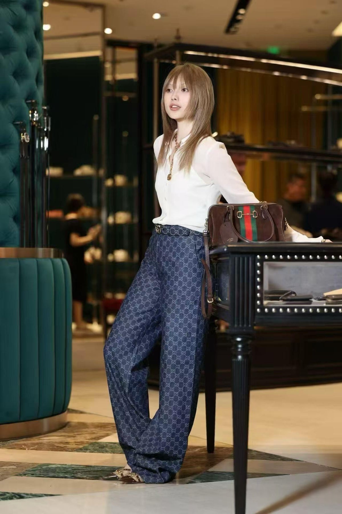 2026 Women's GU All-Over Jacquard Print Pants (DD163)