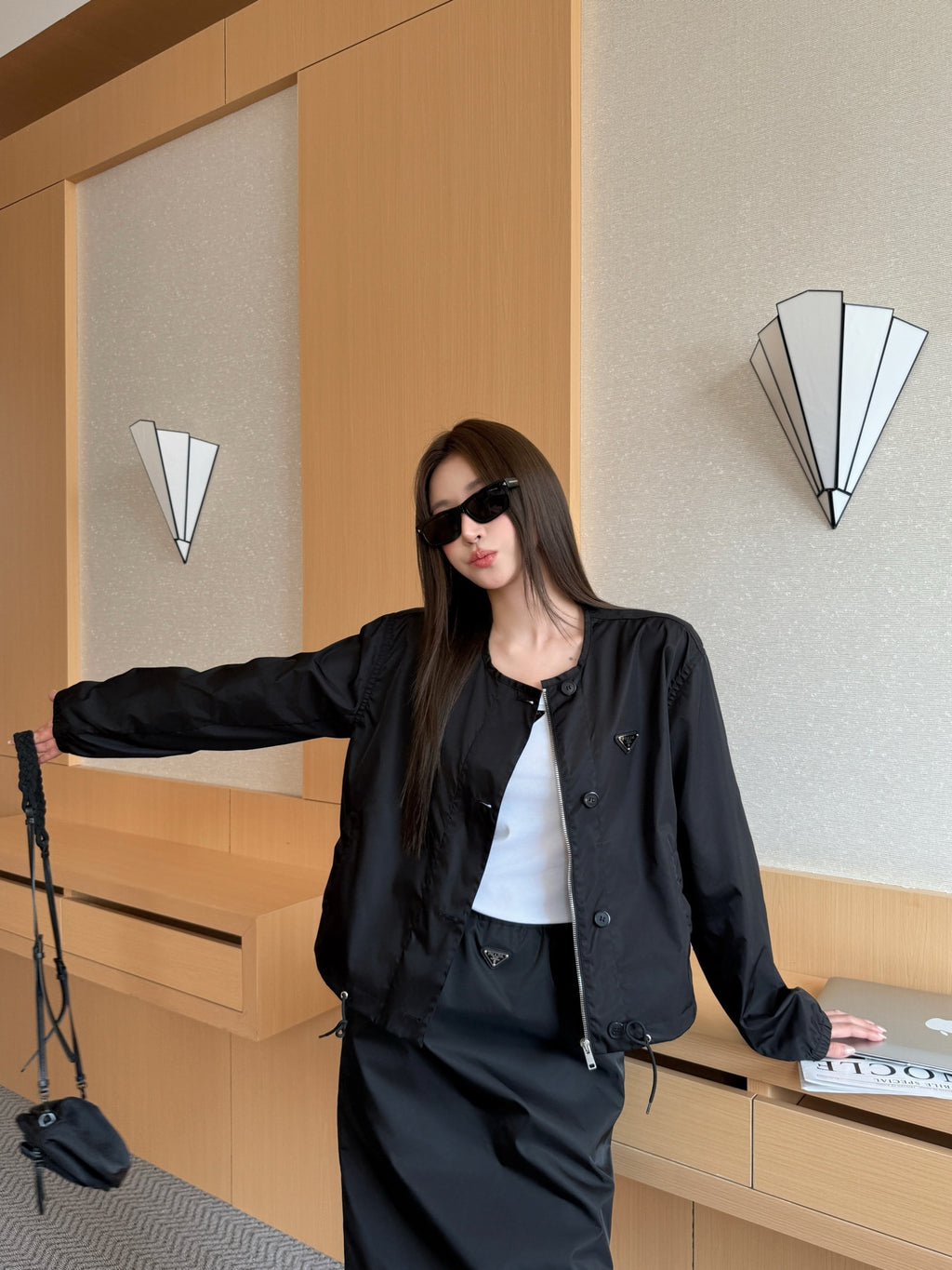 2026 Women's Triangle Brand Triangle Mark Drawstring Round Neck Jacket (FF838)