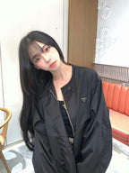 2026 Women's Triangle Brand Triangle Mark Drawstring Round Neck Jacket (FF838)