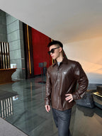 2026 New Model Triangle Brand Single Button Leather Jacket (CC7043-C05)