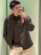 2026 New Model Triangle Brand Single Button Leather Jacket (CC7043-C05)