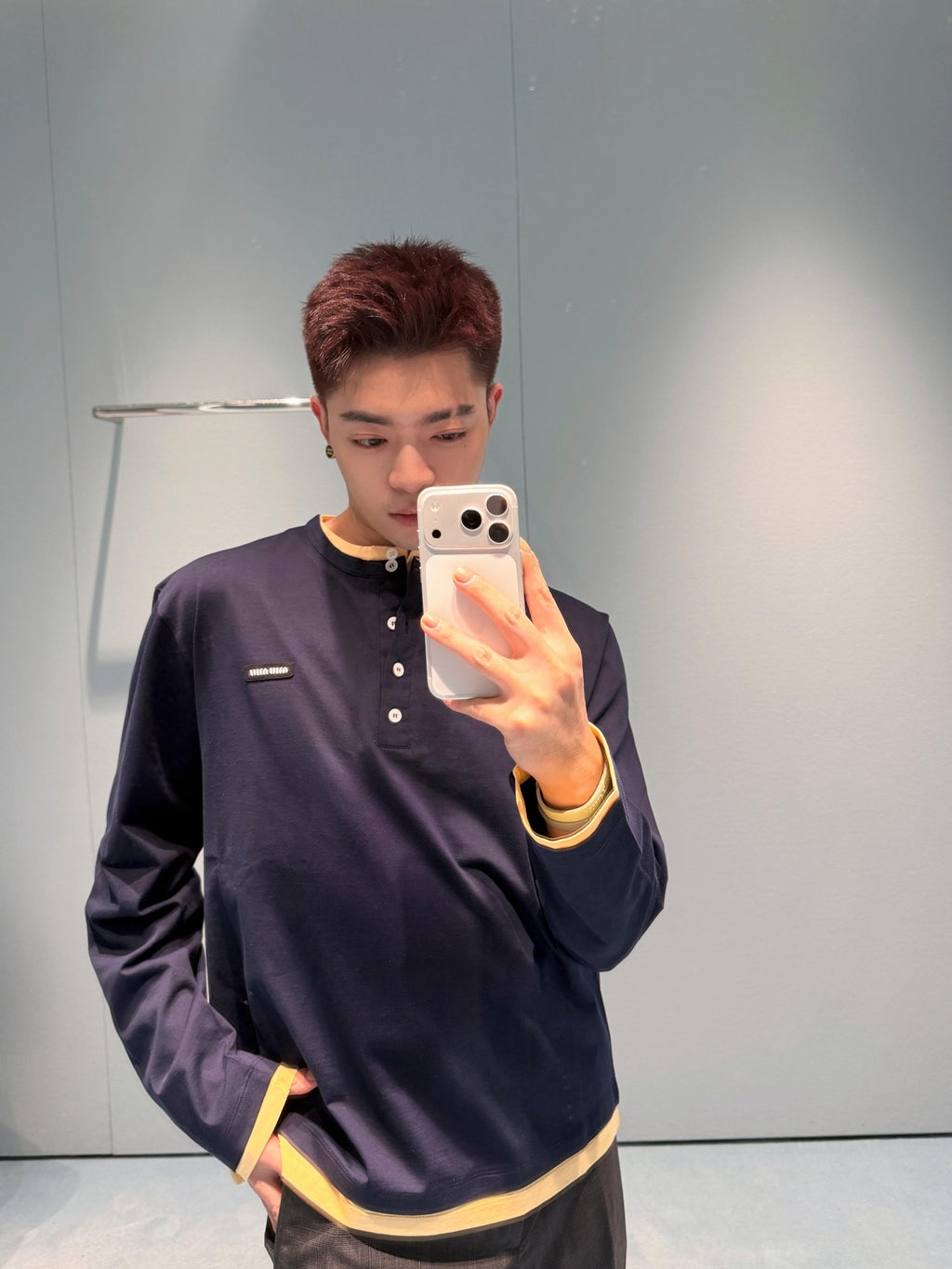 2026 New Model MM Logo Henry Long Sleeve Shirt (CC7045-A75)