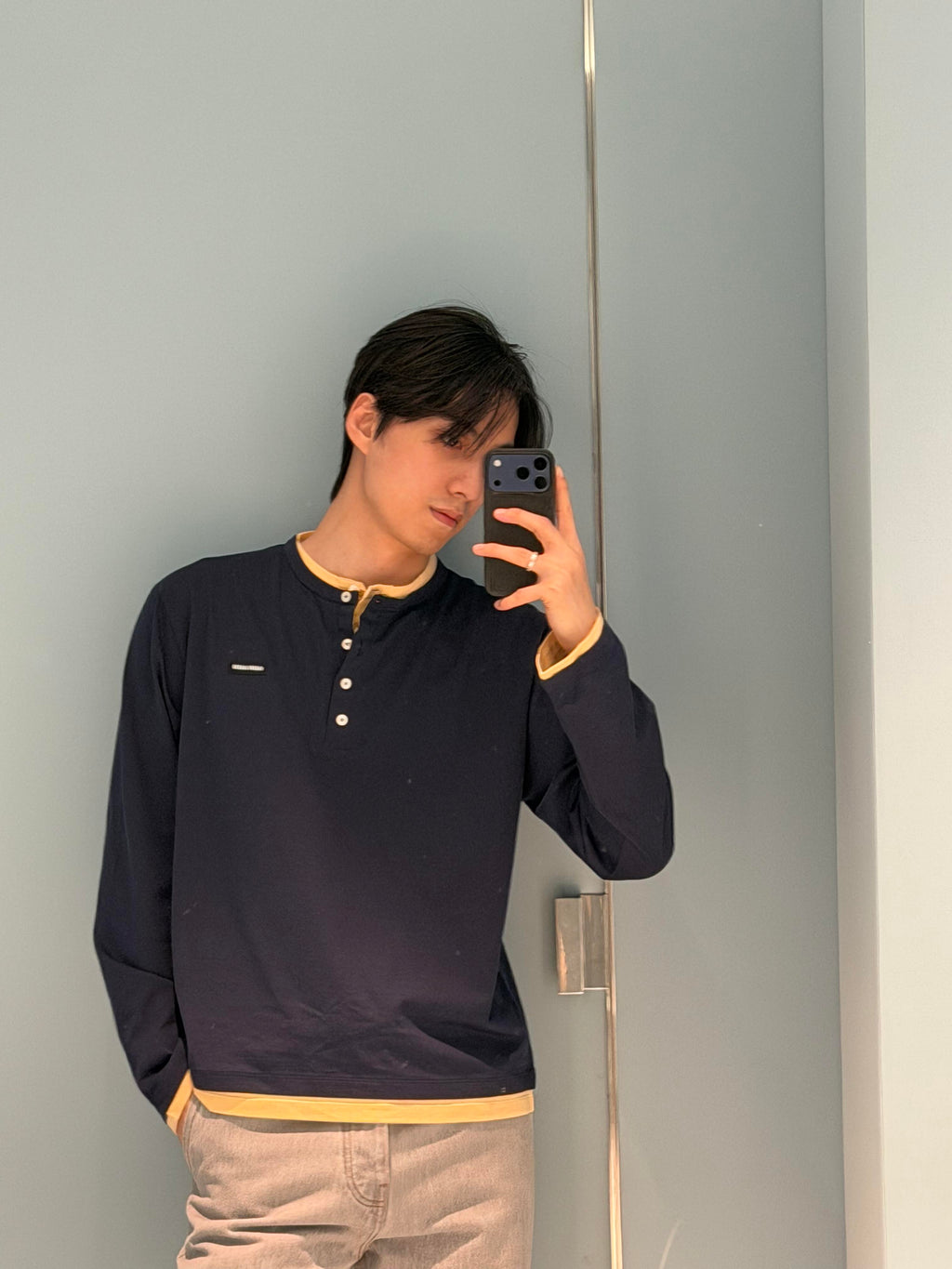 2026 New Model MM Logo Henry Long Sleeve Shirt (CC7045-A75)