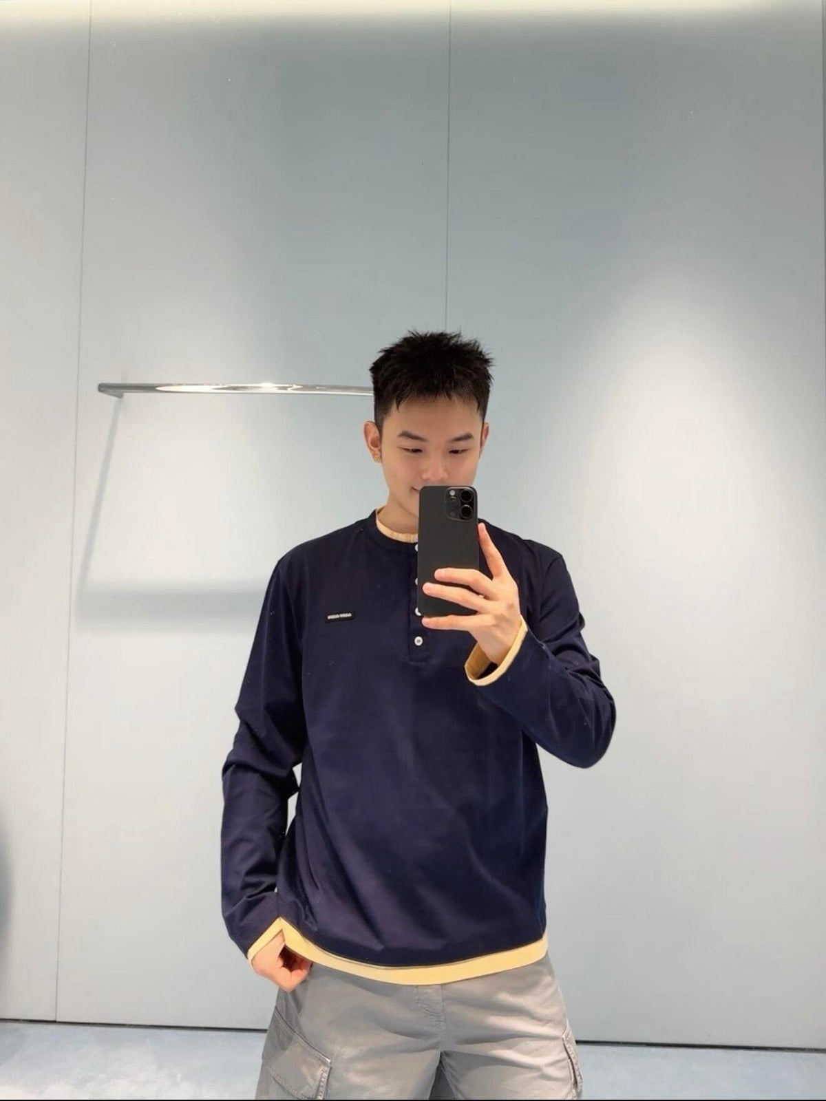 2026 New Model MM Logo Henry Long Sleeve Shirt (CC7045-A75)