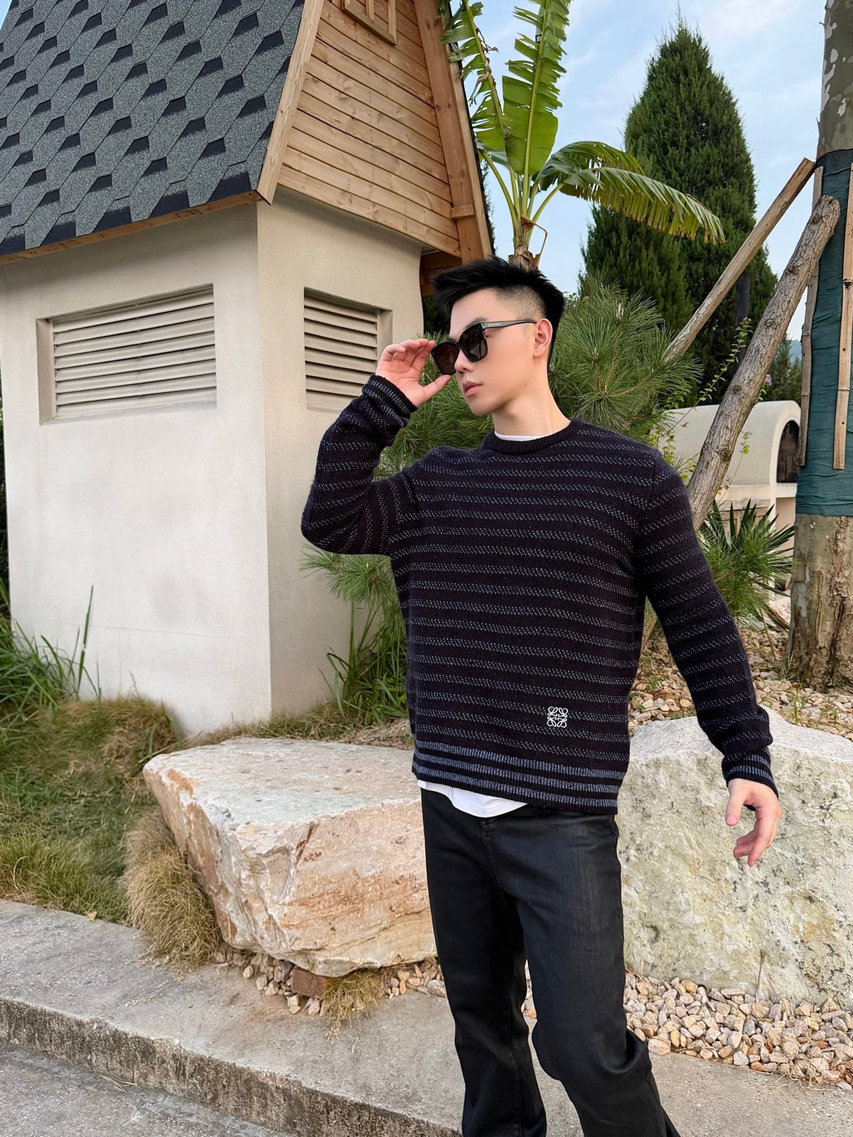 2026 New Style Way Embroidered Striped Jacquard Sweater (AA633-B50)