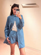2026 Women's LY Label Full Print Denim Dress (EE451)