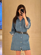 2026 Women's LY Label Full Print Denim Dress (EE451)