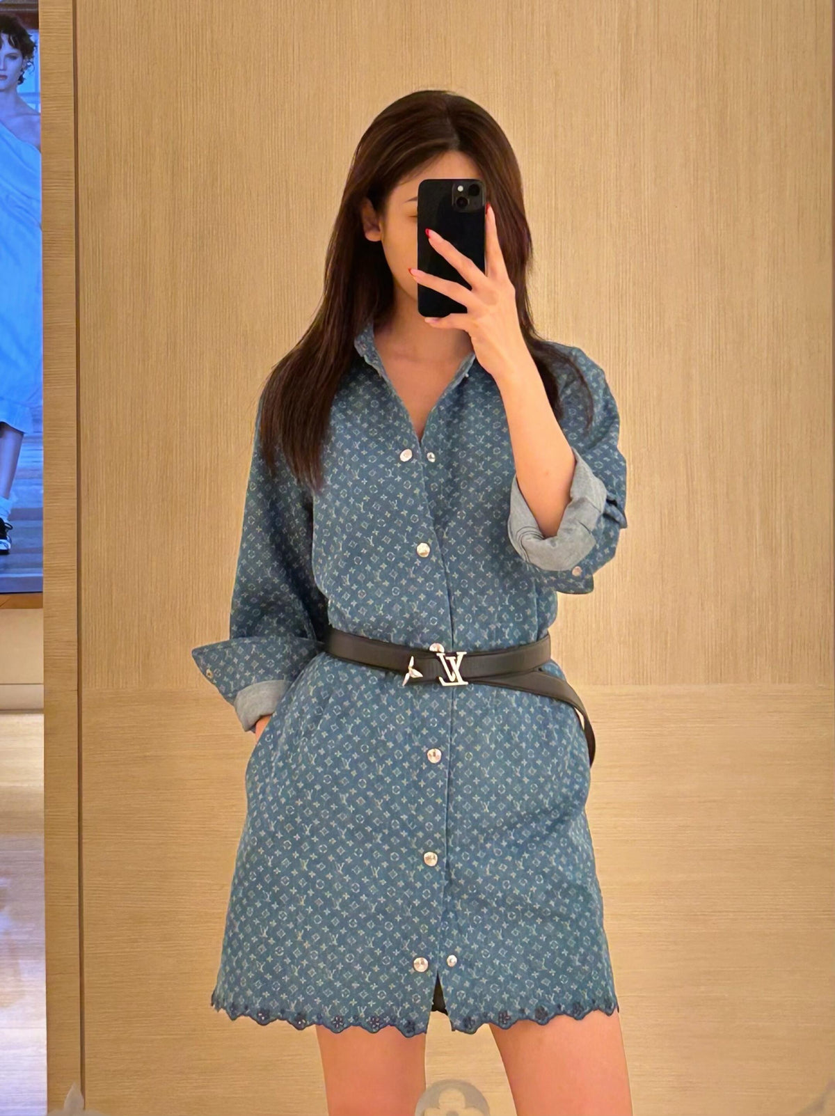 2026 Women's LY Label Full Print Denim Dress (EE451)