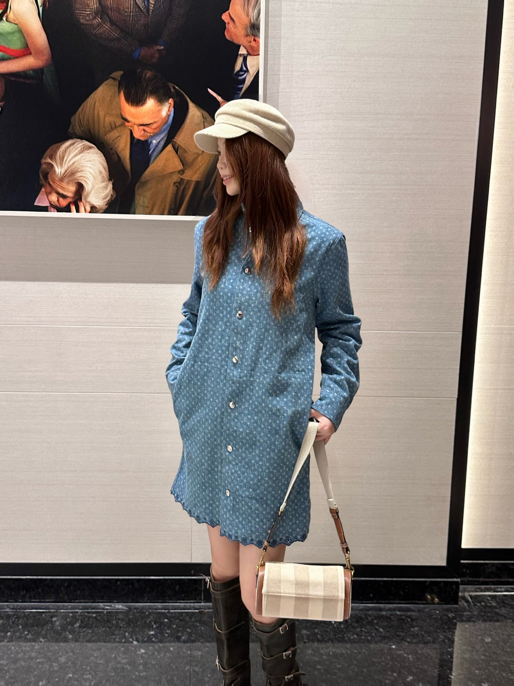 2026 Women's LY Label Full Print Denim Dress (EE451)