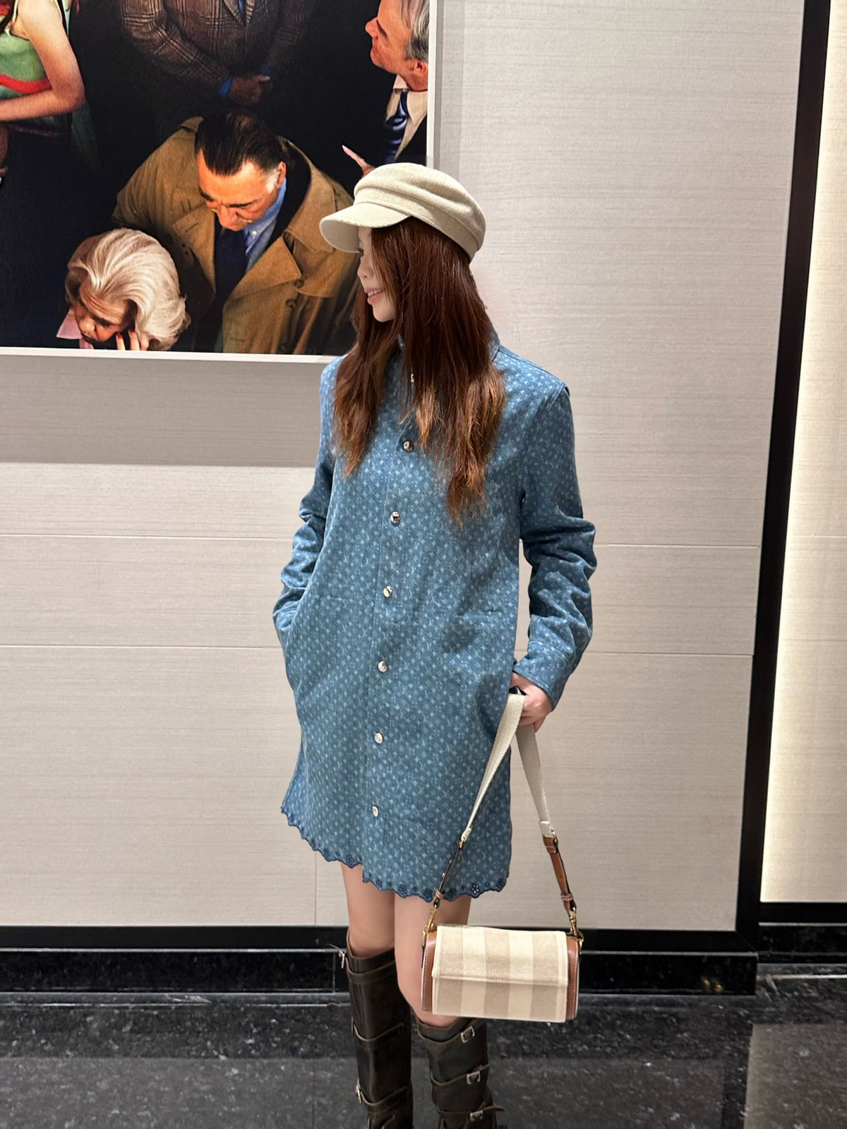2026 Women's LY Label Full Print Denim Dress (EE451)
