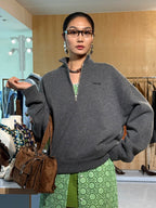 2026 New Model MM Logo Plaid Half-Zip Sweater (AA1007-B40)