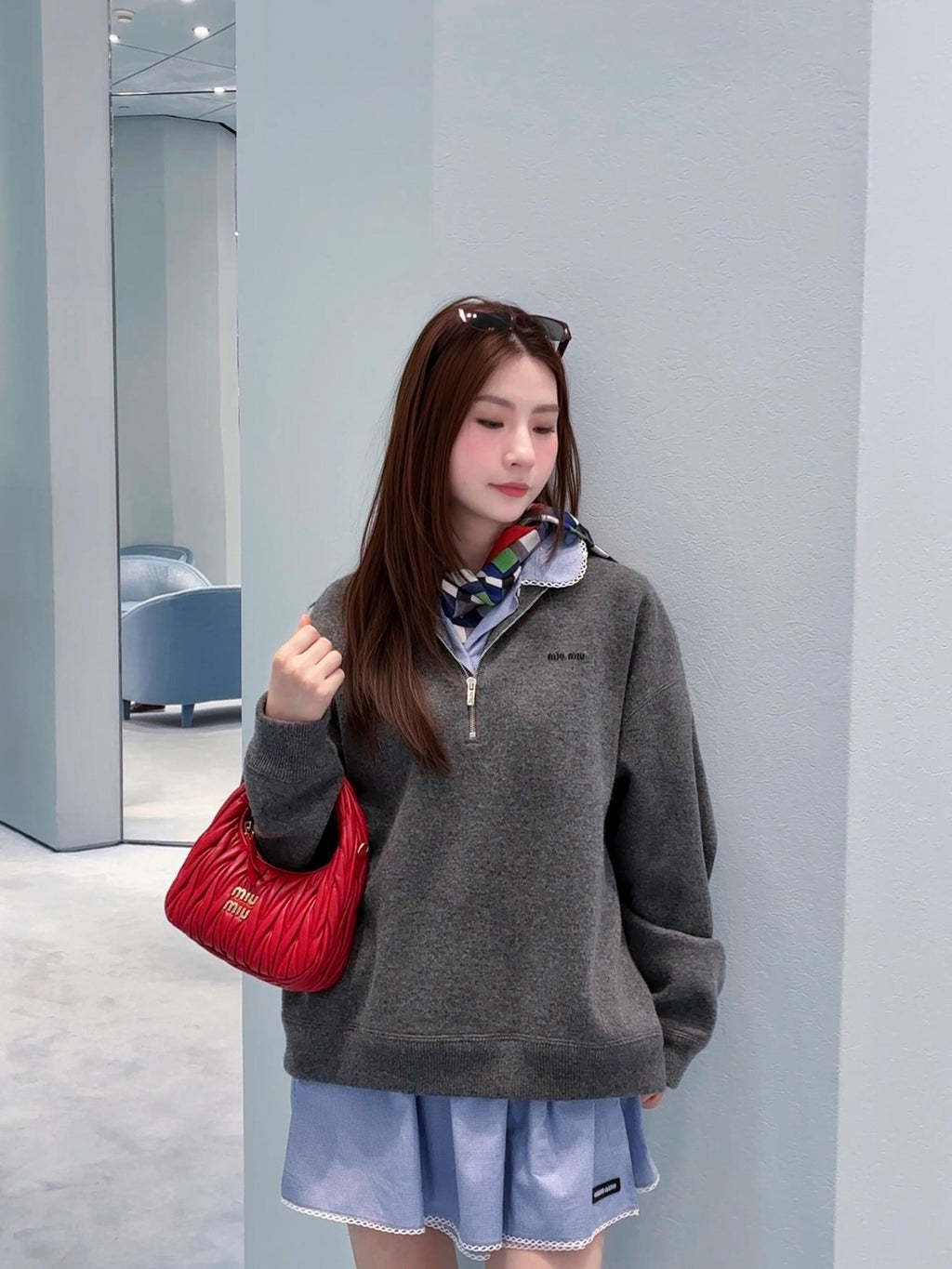 2026 New Model MM Logo Plaid Half-Zip Sweater (AA1007-B40)