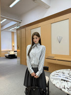 2026 Women's Triangle Brand Triangle Pattern Checkered Bowtie Shirt (FF847)