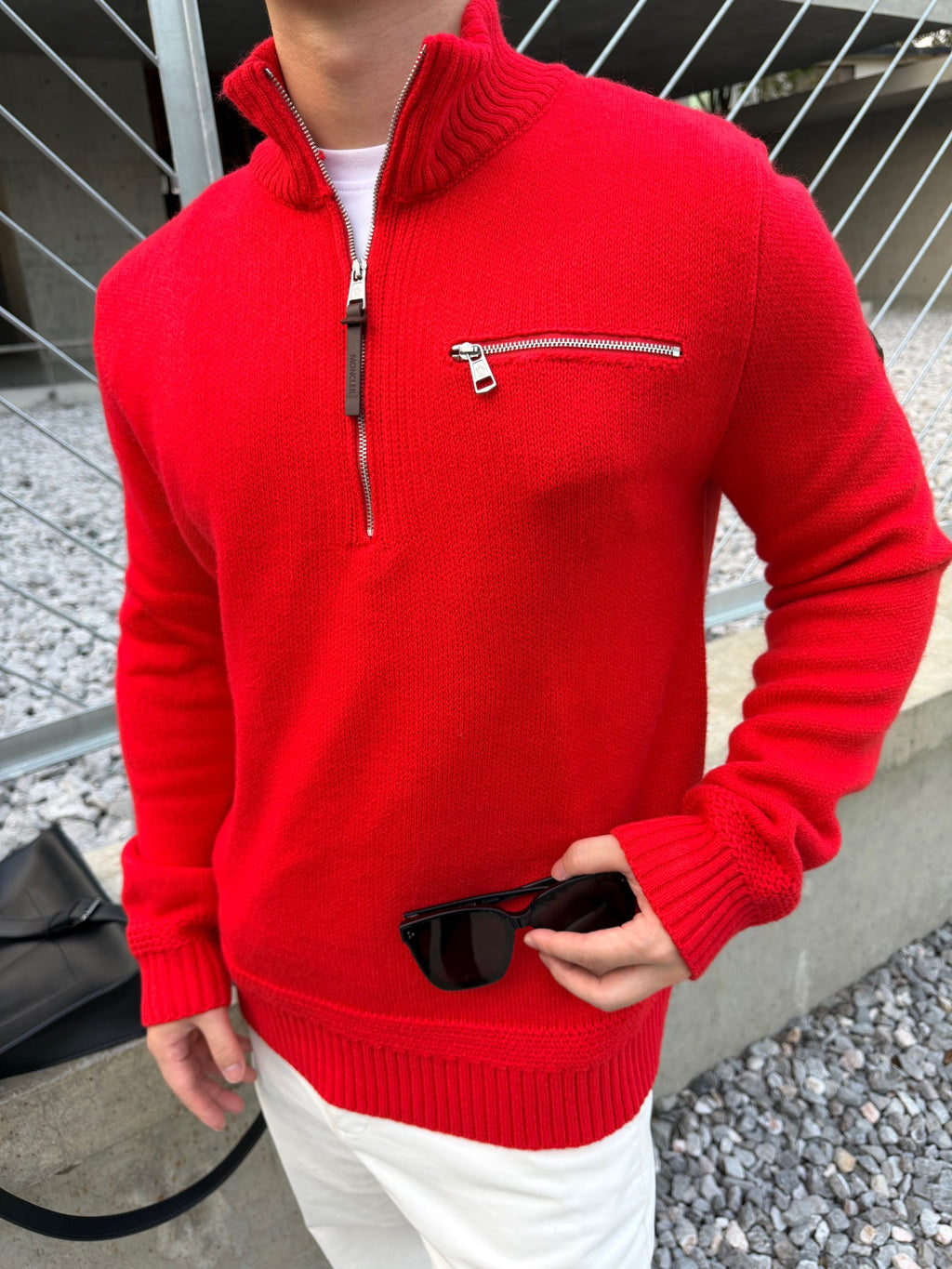 2026 New Model Mon Logo Leather Pouch Half-Zip Sweater (AA1006-B40)
