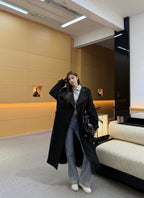 2026 Women's Triangle Brand Triangle Logo Double-Peaked Coat (FF835)