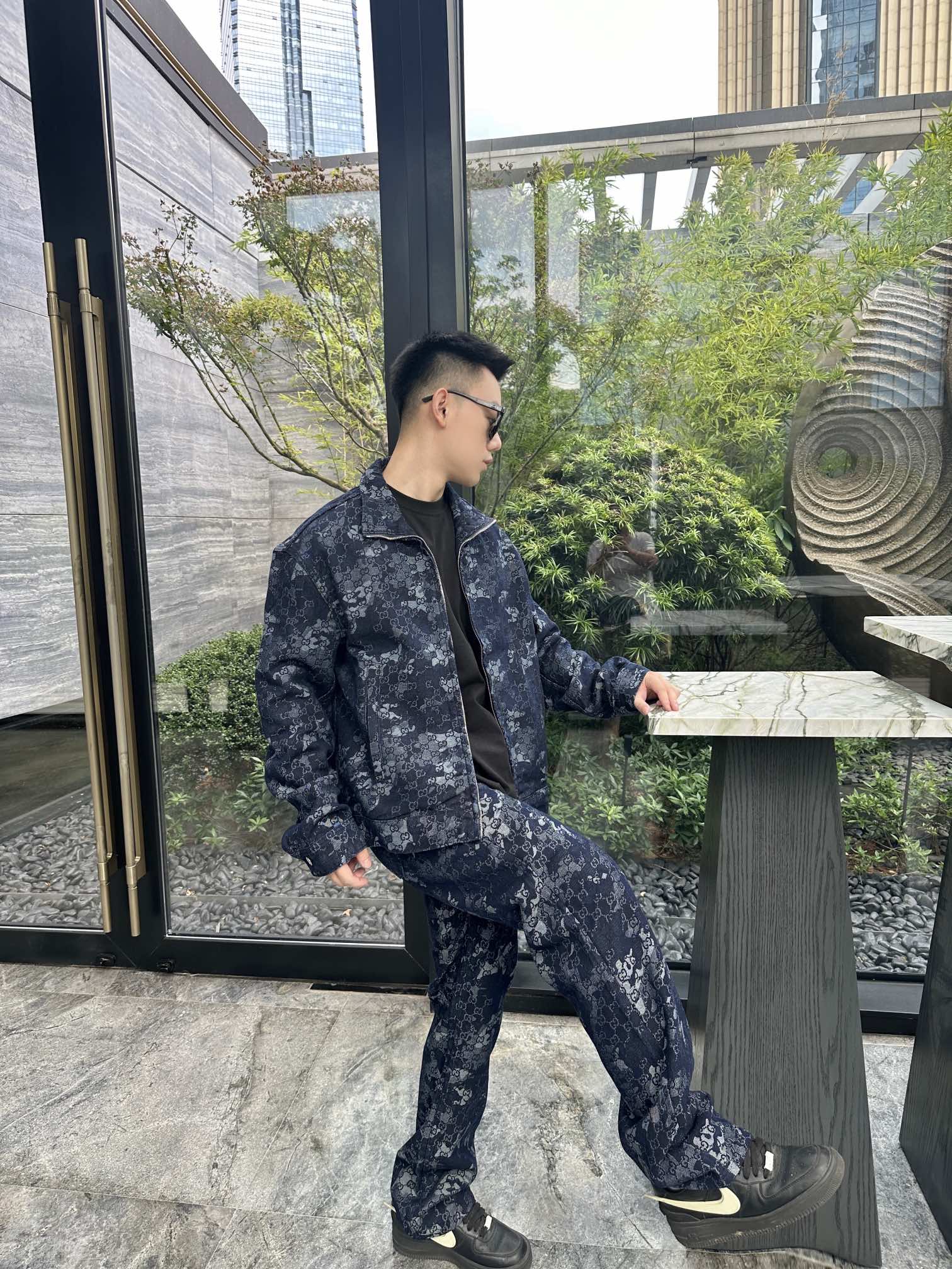 2026 New GU All-Over Jacquard Denim Jacket (BB707-B85)