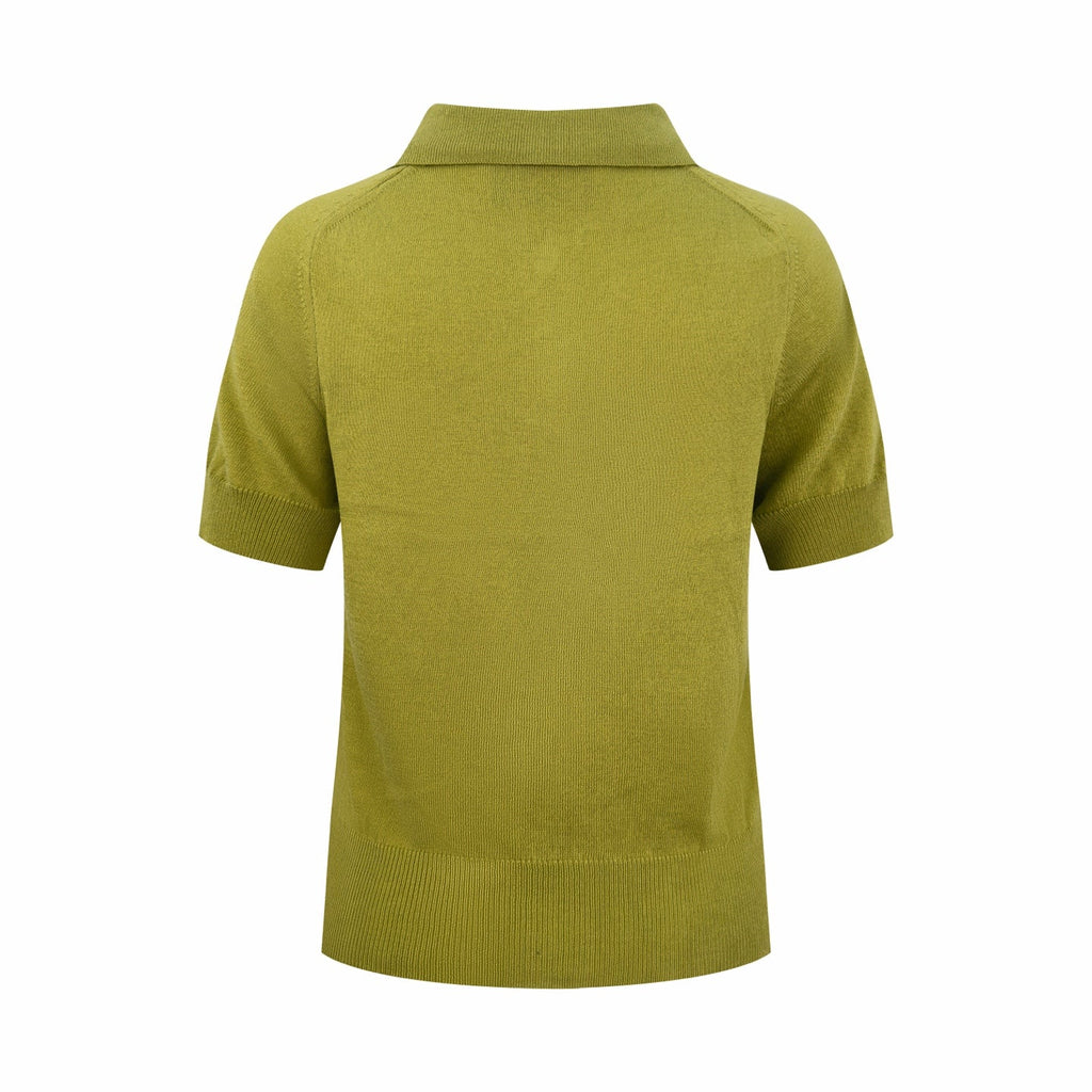 2026 Women’s Heart A Embroidered Polo Neck Knit Top (DD112)