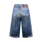 [VIP Exclusive] 2026 New Acn Optical Illusion Print, Dyed and Distressed Denim Shorts (CC967-B45)