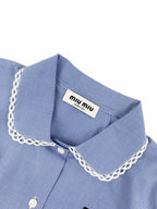2026 Women’s MM Logo Check Short-Sleeved Shirt (FF723)