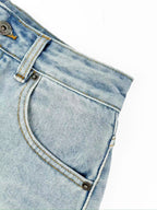 2026 Women’s Way Embroidered Leather Denim Shorts (EE422)