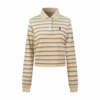 2026 Women's Triangle Brand Logo Striped Long-Sleeve Polo Shirt (FF753)