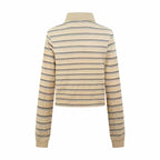 2026 Women's Triangle Brand Logo Striped Long-Sleeve Polo Shirt (FF753)