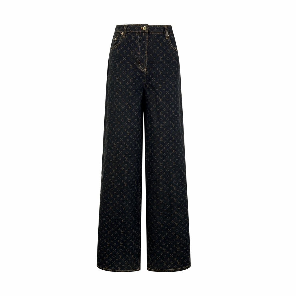 2026 Women's LY Label Printed Denim Pants (EE403)