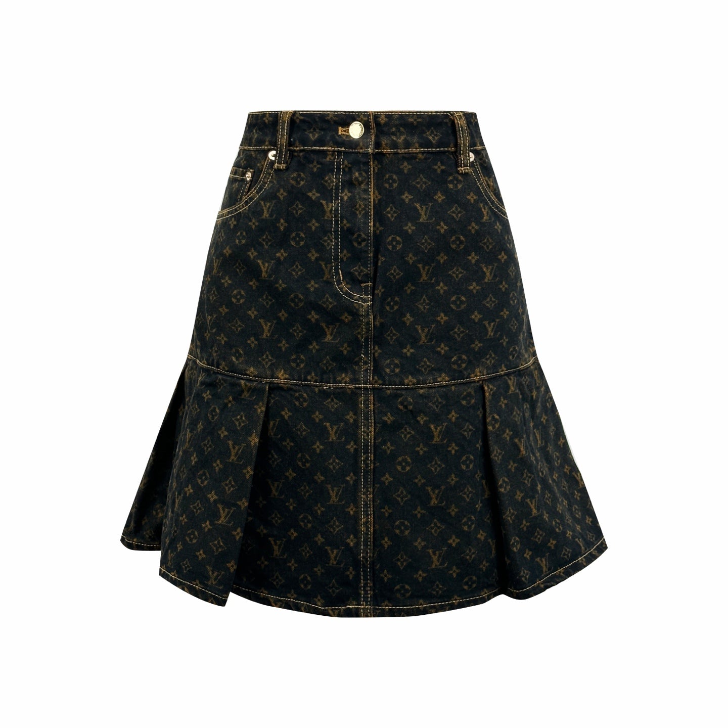 2026 Women's LY Label Full Print Denim Short Skirt (EE419)