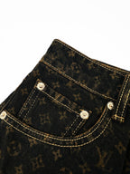 2026 Women's LY Label Full Print Denim Short Skirt (EE419)
