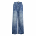 2026 Women's LY Logo All-Over Print Flared Jeans (EE418)