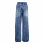 2026 Women's LY Logo All-Over Print Flared Jeans (EE418)