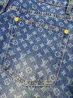 2026 Women's LY Logo All-Over Print Flared Jeans (EE418)