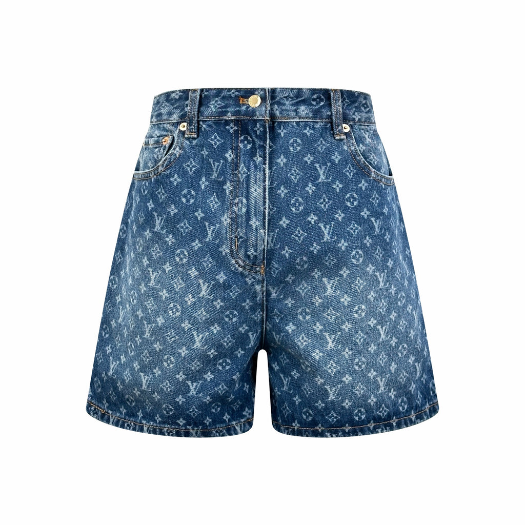 2026 Women's LY Labeled Full-Print Denim Shorts (EE415)