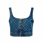 2026 Women's LY Logo Snapback Denim Short Jacket (EE435)