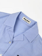 2026 Women's MM Logo Embroidered Checkered Shirt (FF773)
