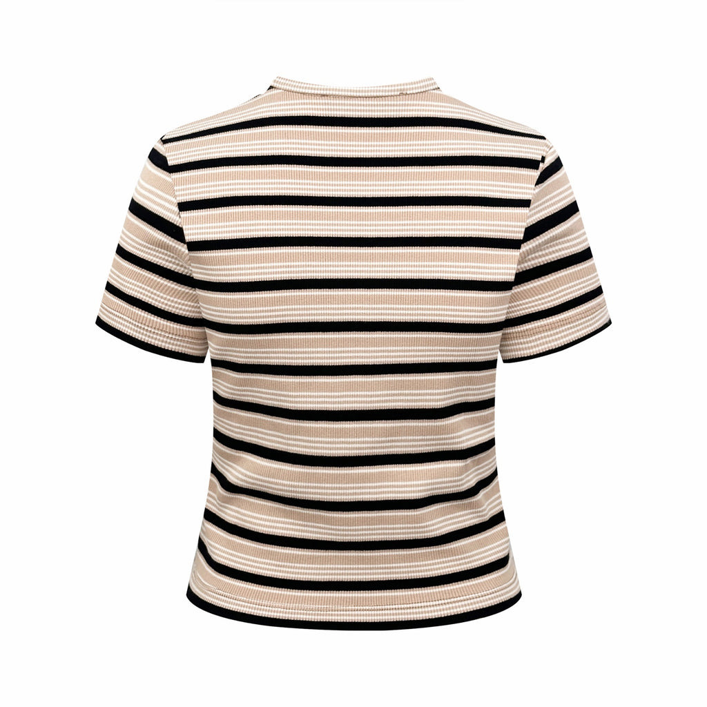 2026 Women's FF Leather Striped Short Sleeve (EE423)