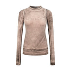 2026 Women's Acn Fake Two-Piece Logo Print Long-Sleeved (EE428)