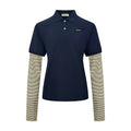 2026 Women's MM Logo Fake Two-Piece Polo Collar Long Sleeve (FF799)