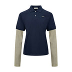 2026 Women's MM Logo Fake Two-Piece Polo Collar Long Sleeve (FF799)