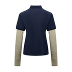 2026 Women's MM Logo Fake Two-Piece Polo Collar Long Sleeve (FF799)