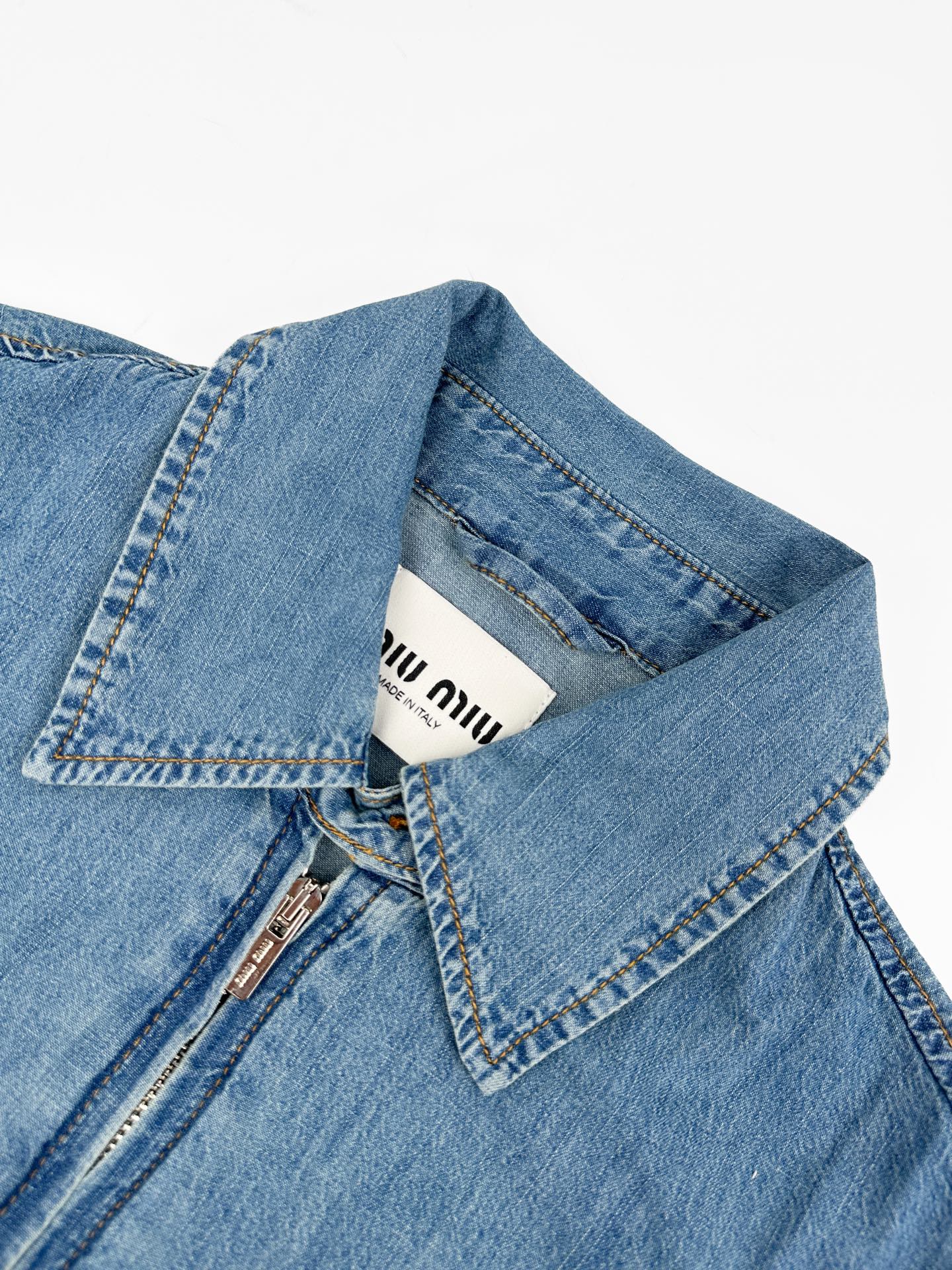 2026 Women's MM Embroidered Logo Denim Jacket (EE433)